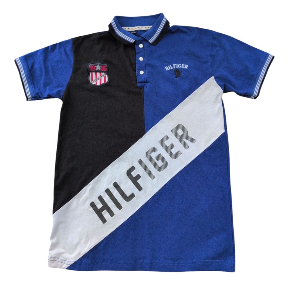 Tommy Hilfiger Colorblock Rugby Polo Shirt  Men's EX (S-M) Big Logo Embroidered